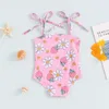 One-Pieces Bandage Girls Infant Swimsuit 2024 Floral Print Baby Girls 1Piece Swimwear Beach Wear Monokini H240508