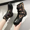 Boots Women's 2024 Autumn Ankle Retro Leopard Stampa corta con tacco basso per donne Botas de Mujer