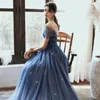 Abiti da festa primaverili abiti da sera eleganti per donne blu blu collo di abiti da ballo lunghi lunghi lunghi pavimenti vestido de nolia