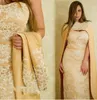 Verpackte Abendkleider gelbe Perlen -Applikationen Cape Prom Kleider 2016 Mitte gemachtes Plus -Size -formelle Frauenkleider9905731