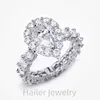 Halo Design GRA 2CT 925 Srebrne pierścienie 14K 18K Złota Plastowana gruszka moissanite Pierścionek zaręczynowy dla kobiet