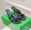 Ledermaultierbänder Sandalen Designer röhrenförmige Frauen Heels Schuhe sexy Mules Party Abend 8,5 cm mittelschwarz Grün