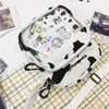 Sac femmes dessin animé vache imprimé épaune dame canvas crossbody bourse messager sac à main sac à main femelle de voyage décontracté