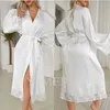 Robe femme robe robe long élégant kimono peignoir mariée