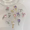 10 -stcs barokke retro nagelaccessoires met diamant sprankelende zirkoon holle grote vlinder kleurrijke liefde charme 240509