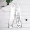 Pantaloni per bambini ragazze splendenti collant metallici leggings usurano hip hop elastico pantaloni magri pantaloni da ballo di moda