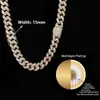 15mm Cuban Link Inlaid Prong Bing CZ Cubic Zircon Men Necklace Rectangle&round Mix Iced Out Hip Hop Chain