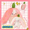 35-75cm Transformed Strawberry Rabbit Doll Plush Toy Little White Rabbit Doll Carrot Rabbit Sleeping Pillow Doll Gift 240507