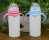 8oz Blank Sublimation Baby Feeding Sippy Bottle Pink Blue Double Wall Vacuum Nipple Handle Unbreakable Water Bottles DHL FY51538773333