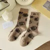 Mulheres meias casuais harajuku retro streetwear casal designer de moda bordado bordado de meias de tubo de algodão vintage