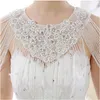 Wraps Jackets 2021 Top Sale Luxurious Crystal Rhinestone Bling Bridal White Lace Wedding Shawl Jacket Bolero Wrap 291Z