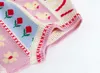 Définit un pull pour enfants pour fille en tricot tricoté automne Nouvelle saison ronde couche rayure douce sweet motif sans manches Q240508