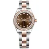 Donne di alta qualità da donna guardano 31mm Face Everose Womens Date Sapphire Diamond Iced Bezel Movimento automatico Orologi di lusso meccanici Mas 269D