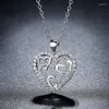 Pendant Necklaces 2024 Crystal Wedding Jewelry Heart Golden Silver Color Necklace For Women Love Rose Gold Statement Valentine 's Day