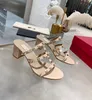 Top quality Rivet Designer Sandals Valentinoshoes Woman V Heel Slippers Luxury Sandale Miller Shoes Leather Slides Valentines Women 544566