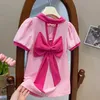 Mädchenkleider Mädchen Sommerkleid 2024 Kindermode Prinzessin Kleid Kleid Bogen rosa süße süße Kleid Vorschulmädchen Dressl2405