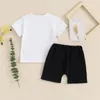 Ensemble de vêtements Toddler Boys Summer Summer Lettre de voiture Imprimer des t-shirts à manches courtes Tops Elastic Wison Shorts 2pcs