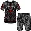 Tracksuits voor heren Vintage Oriental Dragon God 3D Print Mens Tracksuit Ts/Shorts/Sets Samurai Tattoo Outfit Fashion Male Strtwear Clothing T240507