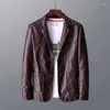 Men's Jackets Leather Jacket 2024 Trend Solid Color Business Casual Slim Fit Handsome V-neck Suit Clothing Spring