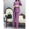 Autres vêtements coréens de style coréen d'été veste mince blazer pantalon décontracté en deux pièces pantalon féminin élégant costume de bureau tenues de vêtements populaires y240509