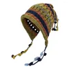 Bérets Elastic tricot chapeau hiver en tricot coloré avec décoration de boule mors