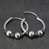 Hoop oorbellen S925 Sterling Silver 19mm voor vrouwen openen retro antieke punk oorrang meisje dubbele kralen anti-allergie