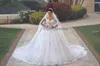 2021 abiti da sposa da spalla di lusso da ballo da ballo Vietido de Noiva de Renda 3D APPLICA FLORALE APPLICA ROYAL TRENO BRIDALS ARABICA SENZA