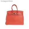 High Quality Advanced Hremms Leather Bags Designer Women Bag New Color Block Silver Buckle Birkkis 35 Womens Handbag Bag