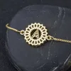 Bracelets de mariage Aibef mode A-Z Lettre initiale Copper CZ Bracelets à charme de zircon cubique pavé Chaîne ajustée pour femmes bijoux de mariage