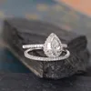 Vecalon 2019 Fashion Cute Female White Pink Diamond Ring Set Vintage 925 Silver Engagement Rings For Women Diamond Bridal Ring 308S