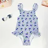 One-Pieces Girls classic style blue and red patterned camisole jumpsuit summer new girls one-piece Timeless Classic Popular cherry H240508