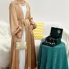 Femmes Abayas Muslim Kaftan Puff Sleeves Lace-Up MAXI Longueur Ramadan Robes Jilbabs Open Abayas Outwear Cardigan Coats 240506