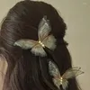 Accessori per capelli 2 pezzi che muovono farfalla eleganti eleganti fate doppie clip di tulle per donne ragazze vintage coreane