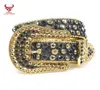 Sparkle Wtern Cowboy Leder Diamant Männer besetzt Krokodil PU Goldener Rhintone Digner Beltsimon6817315