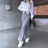 Autres vêtements 2024 Automne Spring Womens Two Piece Office Simple Solid Flip Collor Slave White Shirt Set Elegant Coat Elégant Y2K Y240509