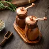 45 -calowe młyny soli i pieprzu ustawiają ręcznie Cranked Solid Wood Spice Sturef z podstawową regulowaną ceramiczną shakers