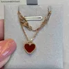 Colliers de bijoux haut de gamme Vancleff pour les femmes Collier Love Collier Red Agate Coeur en forme de collier de collier mignon et doux Original 1: 1 avec un vrai logo et une boîte