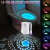 Smart Motion Capteur de toilette Seat Night Light 16 couleurs rétro-éclairage étanche pour le bol de salle de bain lampe LED WC 240508
