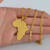 Anniyo Silver Color Gold Color Africa Mappa con bandiera Collane a catena a ciondoli Gioielli africani per donne uomini #035321p 2336