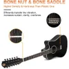 Vangoa 12 string guitare acoustique électrique Cutaway Guitarr Borque pour les adultes débutants adolescents épinets top noix de démarrage amélioré kit noir mat