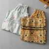 Damesbroek capris katoenen linnen broek bloemenprint losse casual vintage Koreaanse mode Harajuku broek breed been broek vrouwen kleding baggy broek y240509