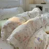 Set di biancheria da letto francese principessa girs rouffles piumino piumino foglio di letti con fedelcase tessili da casa da letto floreale