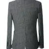 Costumes masculins 2024 Arrivée Slim Fit Grey Stripe Linen Business For Hommes Notched Abeld Groom Tuxedo Wedd