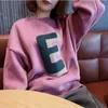 Kadın Hoodies Sweatshirts Sonbahar ve Kış Kadınları Personel Boyun Uzun kollu pamuk astar gevşek çizim nakış moda gündelik ofis kadın topl2405