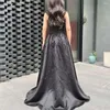Feestjurken Noble Black A-Line Halter halslijn prom-jurk split-vloer lengte met korte mouwen avond zomer voor dames2024