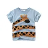 T-Shirts 2024 Sommer Cartoon Print Boys und Mädchen T-Shirt Giraffe Lion Affe Kurzarm Jungen T-Shirt Kinderkleidung Kinderkleidung Baumwolltop 10yl2405