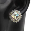 Orecchini per borchie Florosy Fashion fatta a mano Crystal di perle in resina grosso per donne intrecciate intrecciate gioielli intrecciati di San Valentino Gift