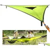 Portaledges Portable Triangle Hammock 4MX4MX4M MTI PERSON Aerial Mat Bekväm utomhus kameror Sleep Hanging Bed Drop Delivery Sports Out Otpgt