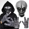 Party Masks 51 Zone Alien Mask Glove Role Play UFO Big Eyed Organic Monster Latex Helmet Hand Halloween Costume Props Q240508