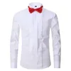 Мужские платья рубашки нового мужского смокинга бизнес -социальная рубашка с длинным рукавом Классический французский сплошной кнопку с твердым цветом плюс размер (включая запонки и галстук -бабочку) D240427